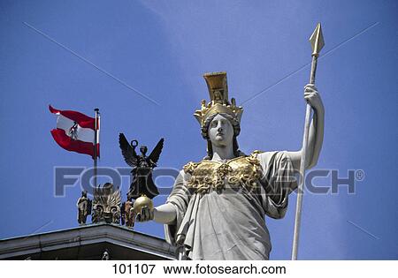 Statue in front of parliament building, Vienna, Austria View Large Photo Image Stock Photo - Statue in front of parliament building, Vienna, Austria . Fotosearch