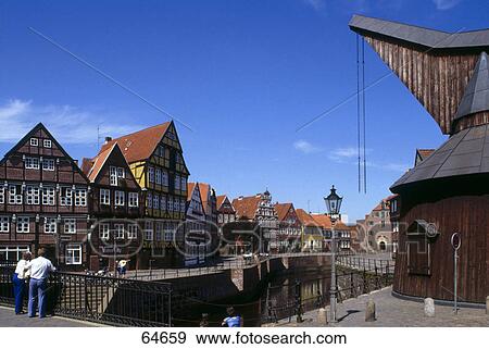 Timber-framed houses in city, Lower Saxony, Germany View Large Photo Image Stock Photo - Timber-framed houses in city, Lower Saxony, Germany . Fotosearch