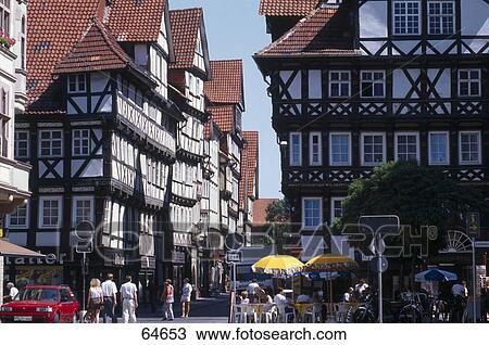 Timber-framed houses in city, Hannoversch Muenden, Lower Saxony, Germany View Large Photo Image Stock Image - Timber-framed houses in city, Hannoversch Muenden, Lower Saxony, Germany . Fotosearch