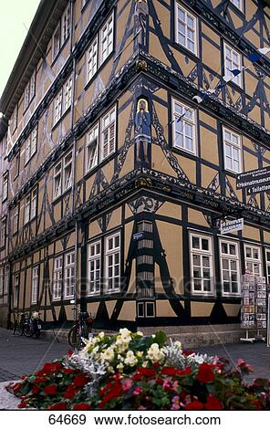 Timer framed house in street, Eschwege, Hesse, Germany View Large Photo Image Stock Photo - Timer framed house in street, Eschwege, Hesse, Germany . Fotosearch