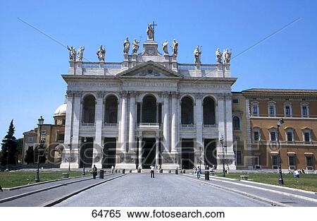 Stock Photography - Tourists in front of building, San Giovanni, Laterano, Rome, Italy . Fotosearch