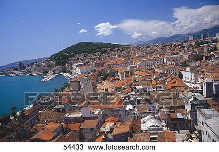 Stock Image - Town at coast, Split, Dalmatia, Croatia . Fotosearch