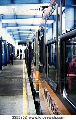 Stock Image - Train at station, Zermatt, Switzerland . Fotosearch
