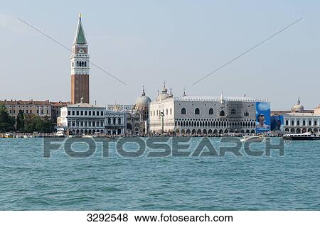 Stock Photo - View of Doges Palace and St Mark's Campanile, Venice, Italy . Fotosearch