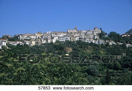 Stock Image - Village on mountain, Italy . Fotosearch