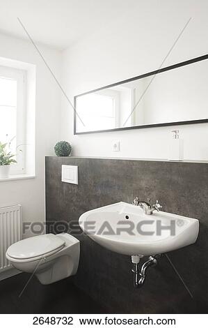 Washbasin and toilet bowl in bathroom View Large Photo Image Stock Image - Washbasin and toilet bowl in bathroom . Fotosearch