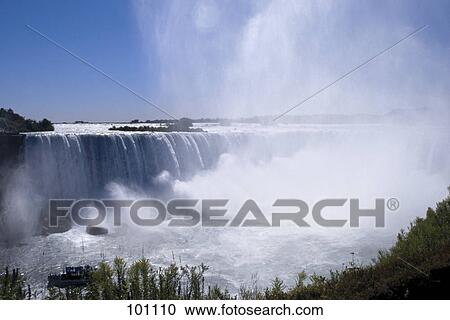 Stock Image - Water falling into river, Niagara Falls, Niagara River, Ontario, Canadian . Fotosearch