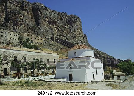 White house on landscape, Monemvasia, Greece View Large Photo Image Stock Image - White house on landscape, Monemvasia, Greece . Fotosearch