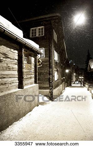 Stock Photo - Wooden houses in Zermatt, Switzerland . Fotosearch