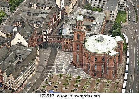 Aerial view of buildings with church in city, St. Paul's Church, Frankfurt, Hesse, Germany View Large Photo Image Stock Image - Aerial view of buildings with church in city, St. Paul's Church, Frankfurt, Hesse, Germany . Fotosearch