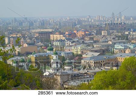 Stock Image - Aerial view of city, Kiev, Ukraine . Fotosearch