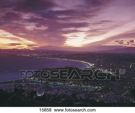 Stock Photo - Aerial view of cityscape, Nice, French Riviera, Provence-Alpes-Cote D'Azur, France . Fotosearch