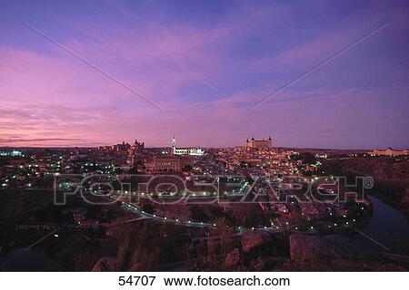 Stock Photo - Aerial view of cityscape, Toledo, Spain . Fotosearch