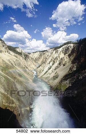 Stock Image - Aerial view of river, Yellowstone River, Yellowstone National Park, Wyoming, USA . Fotosearch