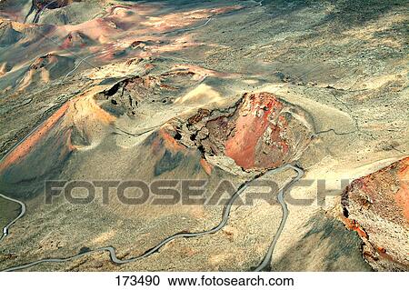 Aerial view of volcanic landscape, Lanzarote, Canary Islands, Spain View Large Photo Image Stock Image - Aerial view of volcanic landscape, Lanzarote, Canary Islands, Spain . Fotosearch