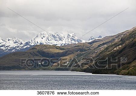 Stock Photograph - Almirantazgo Fjord and Cordillera Darwin in Chile . Fotosearch