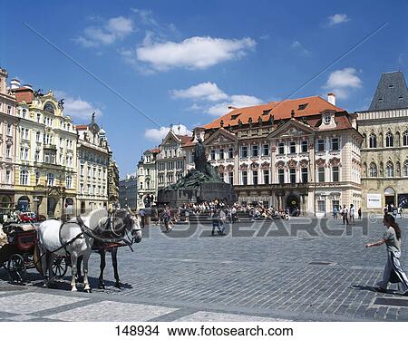 Altstaedter Ring and Jan Hus Monument, Prague, Czech Republic View Large Photo Image Picture - Altstaedter Ring and Jan Hus Monument, Prague, Czech Republic . Fotosearch