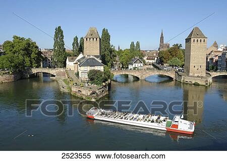 Stock Photography - Arch bridge across river, Petite France, Strasbourg, Bas-Rhin, Alsace, France . Fotosearch
