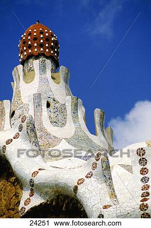 Architectural detail of mosaic work by Antonio Gaudi, Park Guell, Barcelona, Catalonia, Spain View Large Photo Image Stock Image - Architectural detail of mosaic work by Antonio Gaudi, Park Guell, Barcelona, Catalonia, Spain . Fotosearch