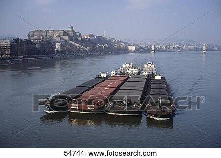 Barges in river, Danube River, Budapest, Hungary View Large Photo Image Picture - Barges in river, Danube River, Budapest, Hungary . Fotosearch