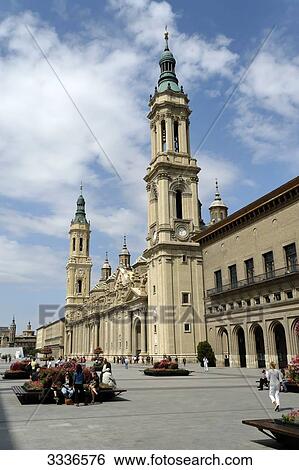 Basilica del Pilar, Zaragoza, Spain View Large Photo Image Stock Photograph - Basilica del Pilar, Zaragoza, Spain . Fotosearch