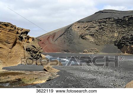 Stock Photo - Bay near El Golfo, Lanzarote, Canary Islands, Spain, Europe . Fotosearch