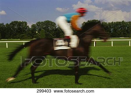 Blurred view of jockey riding horse in racecourse View Large Photo Image Stock Image - Blurred view of jockey riding horse in racecourse . Fotosearch