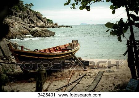 Boat on the coast of Ko Tao, Thailand View Large Photo Image Stock Image - Boat on the coast of Ko Tao, Thailand . Fotosearch