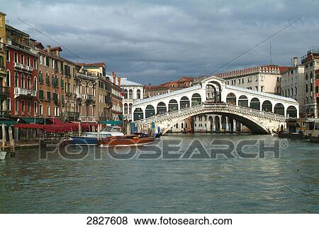 Bridge across canal, Grand Canal, Rialto Bridge, Venice, Veneto, Italy View Large Photo Image Stock Photo - Bridge across canal, Grand Canal, Rialto Bridge, Venice, Veneto, Italy . Fotosearch