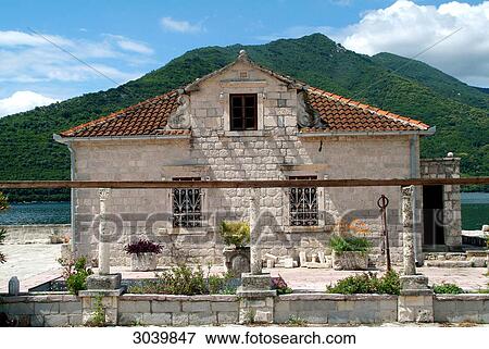 Stock Photo - Building of the Benedictine Museum on the monastic island of St. George (Sveti Djorde), Monte . Fotosearch