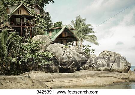 Buildings at the coast of Ko Phangan, Thailand View Large Photo Image Stock Image - Buildings at the coast of Ko Phangan, Thailand . Fotosearch