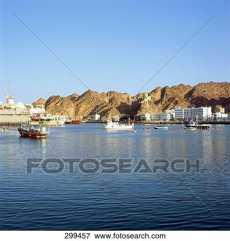 Buildings at waterfront, Mutrah, Muscat, Oman View Large Photo Image Stock Photo - Buildings at waterfront, Mutrah, Muscat, Oman . Fotosearch