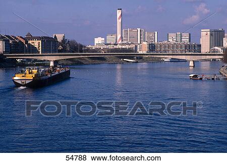 Buildings at waterfront, Rhine River, Basel, Switzerland View Large Photo Image Stock Photo - Buildings at waterfront, Rhine River, Basel, Switzerland . Fotosearch