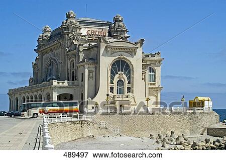 Bus in front of casino, Constanta, Romania View Large Photo Image Stock Photo - Bus in front of casino, Constanta, Romania . Fotosearch