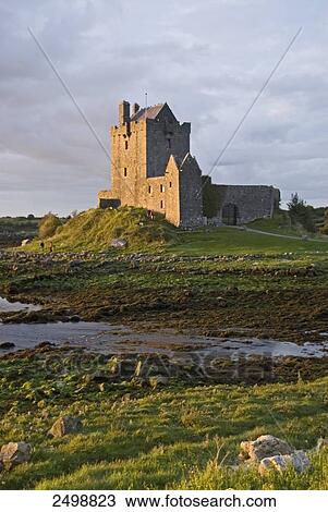 Stock Image - Castle on landscape, Dunguaire Castle, Kinvara, County Galway, Connacht, Republic of Ireland . Fotosearch