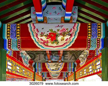 Ceiling decoration, Chang Pu River Park, Beijing, China, low angle view View Large Photo Image Stock Photo - Ceiling decoration, Chang Pu River Park, Beijing, China, low angle view . Fotosearch