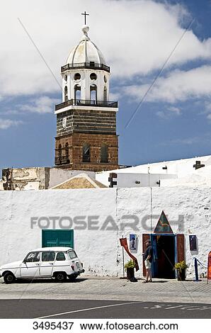 Stock Photo - Church Nuestra Senora de Guadelupe, Teguise, Lanzarote, Canary Islands, Spain, Europe . Fotosearch