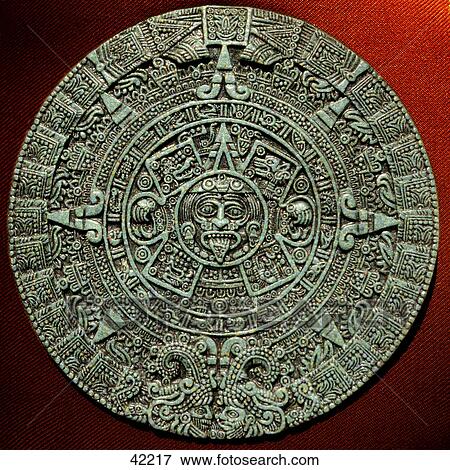 Stock Photo - Close-up of Aztec calendar, Mexico . Fotosearch