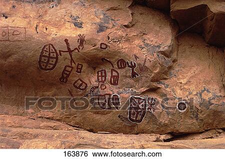 Stock Photograph - Close-up of cave paintings, Mali . Fotosearch
