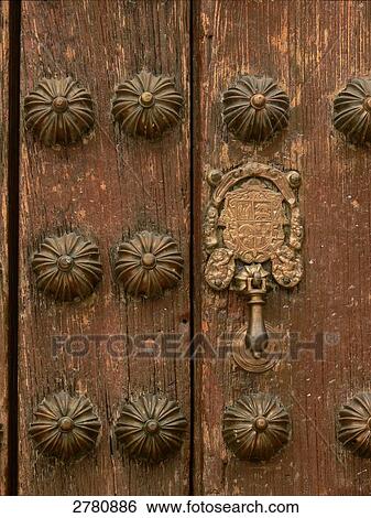 Stock Photograph - Close-up of door knocker, Puebla, Mexico . Fotosearch