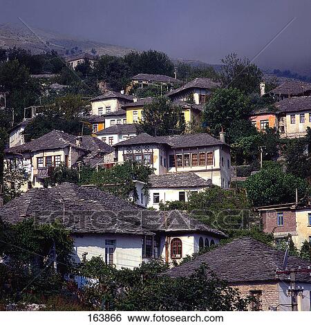 Close-up of religious structure on hill, Gjirokaster, Albania View Large Photo Image Stock Photograph - Close-up of religious structure on hill, Gjirokaster, Albania . Fotosearch