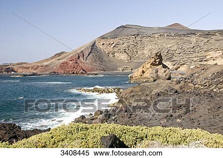 Coast of El Golfo, Lanzarote, Spain View Large Photo Image Stock Photography - Coast of El Golfo, Lanzarote, Spain . Fotosearch