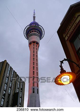 Communications tower at sunrise, Sky Tower, Auckland CBD, Auckland, New Zealand View Large Photo Image Stock Image - Communications tower at sunrise, Sky Tower, Auckland CBD, Auckland, New Zealand . Fotosearch