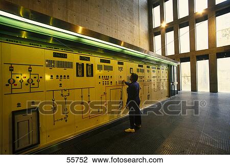 Stock Image - Control panel of thermoelectric power plant, Contreras, Spain . Fotosearch