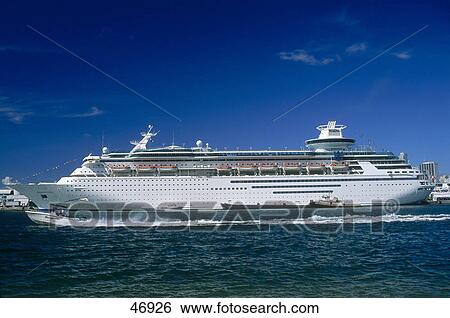 Cruise ship in sea, Port of Miami, Miami, Florida, USA View Large Photo Image Stock Photograph - Cruise ship in sea, Port of Miami, Miami, Florida, USA . Fotosearch