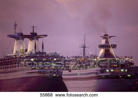 Cruise ships at sunrise, Port of Miami, Miami, Florida, USA View Large Photo Image Stock Photo - Cruise ships at sunrise, Port of Miami, Miami, Florida, USA . Fotosearch