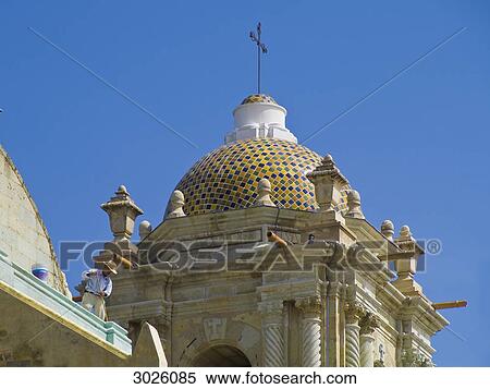 Cupola of a cathedral in Oaxaca, Mexico, low angle view View Large Photo Image Stock Photography - Cupola of a cathedral in Oaxaca, Mexico, low angle view . Fotosearch