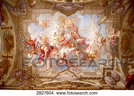 Picture - Details of fresco on ceiling of church, Vienna, Austria . Fotosearch
