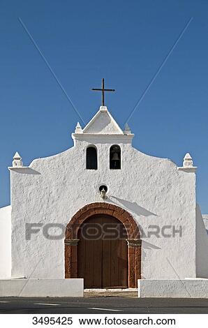 Stock Photography - Eremita de Nuestra Senora del Socorro, Tiagua, Lanzarote, Canary Islands, Spain, Europe . Fotosearch