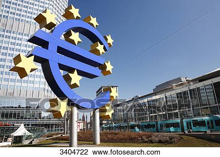 Euro sign and European Central Bank, Frankfurt am Main, Germany, low angle view View Large Photo Image Stock Image - Euro sign and European Central Bank, Frankfurt am Main, Germany, low angle view . Fotosearch